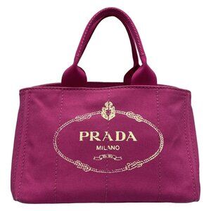 Auth PRADA Canapa BN1877 Pink Canvas Tote Bag